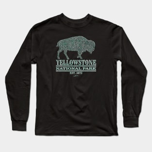 Yellowstone National Park Walking Bison Long Sleeve T-Shirt